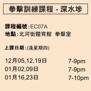 2024-25 拳擊訓練課程 12-1月 EC07A (深水埗)