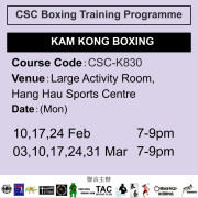 2024-25 社區體育會拳擊訓練計劃證書課程 2-3月 CSC-K830 (KAM KONG BOXING)